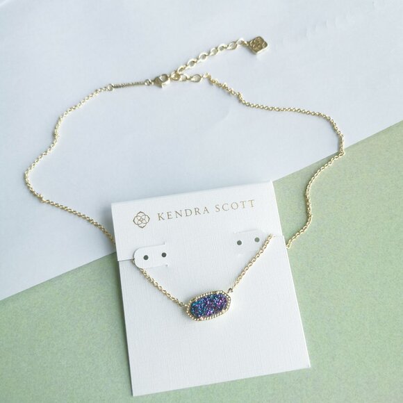 Kendra Scott Elisa Multicolor Drusy Necklace - Gold - Picture 4 of 4